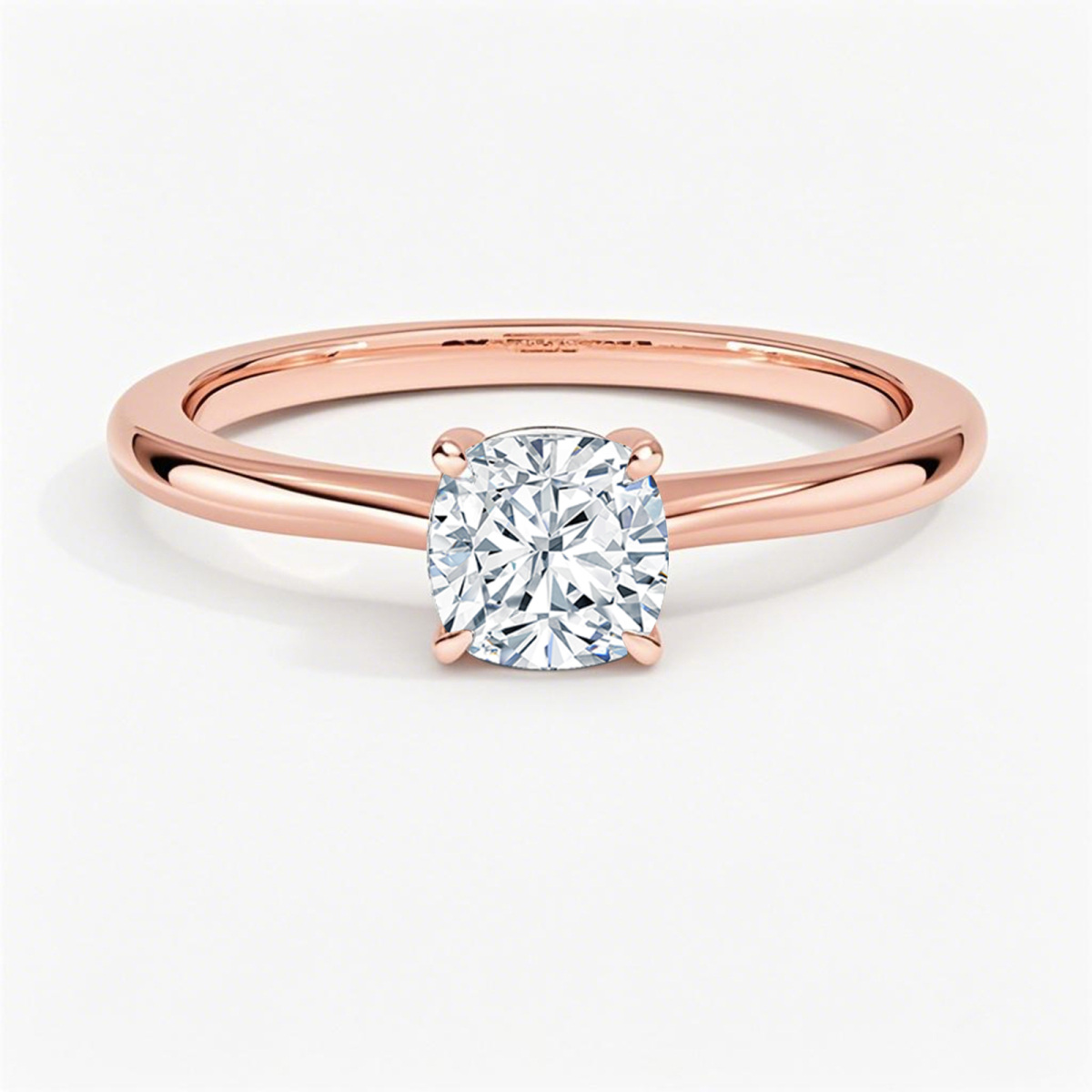 14K Rose Gold 0.5 to 3 CT Cushion Cut Lab Created Diamond Solitaire Engagement Band IGI Certified-1