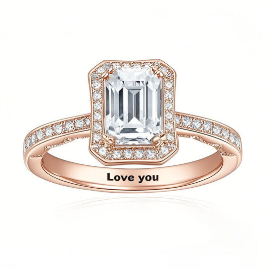 10K Rose Gold 1.5 to 5 CT Emerald Moissanite Engagement Ring