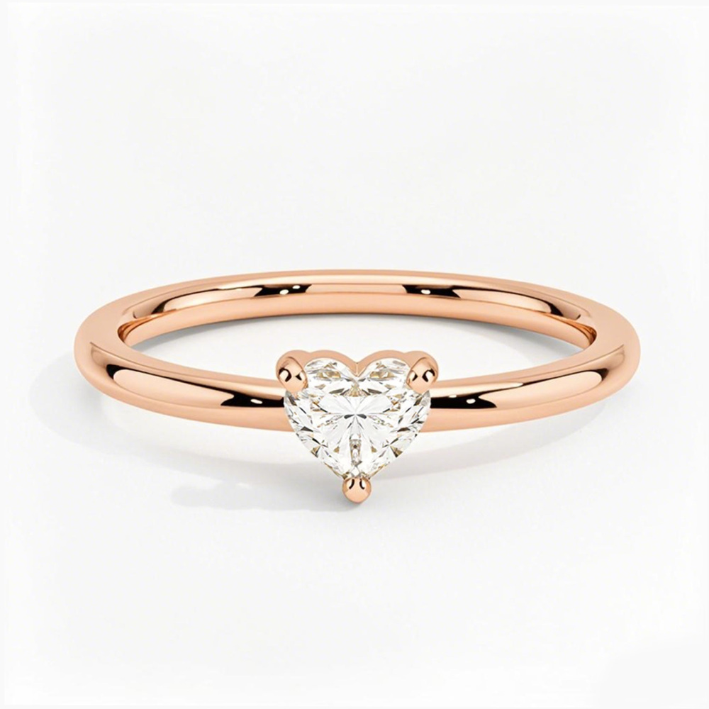 Anillo de compromiso de oro rosa de 18 quilates con diamantes de talla corazón de 0,5 a 3 quilates, color D, claridad VVS-VS, certificado IGI-1