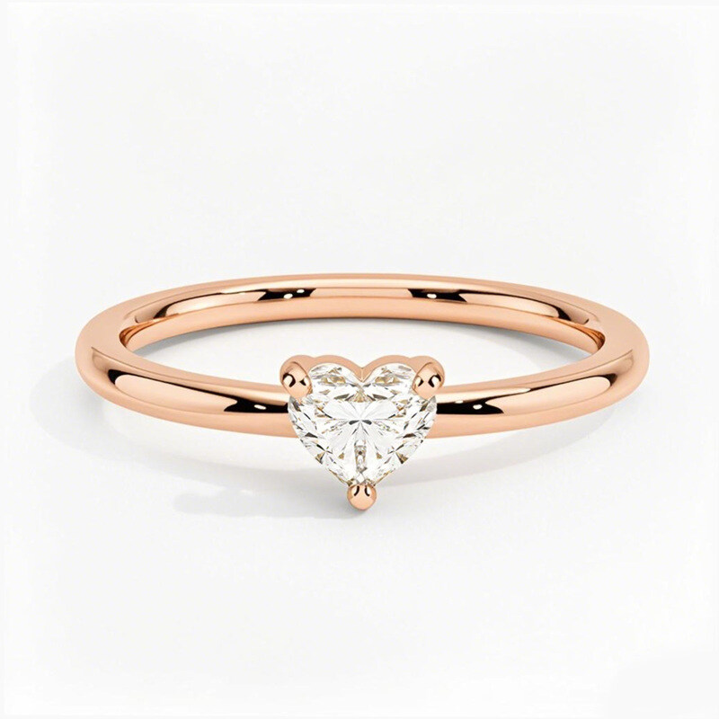 Aliança de noivado em ouro rosa 10K com diamante lapidado em coração de 0,5 a 3 ct, cor D, pureza VVS-VS, certificação IGI-4