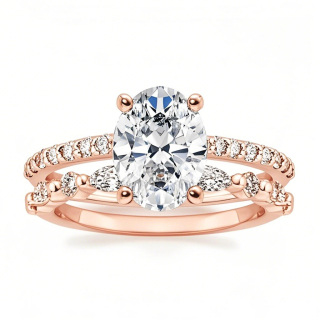 10K Rose Gold 1.5 to 5 CT Oval Moissanite Bridal Set-12