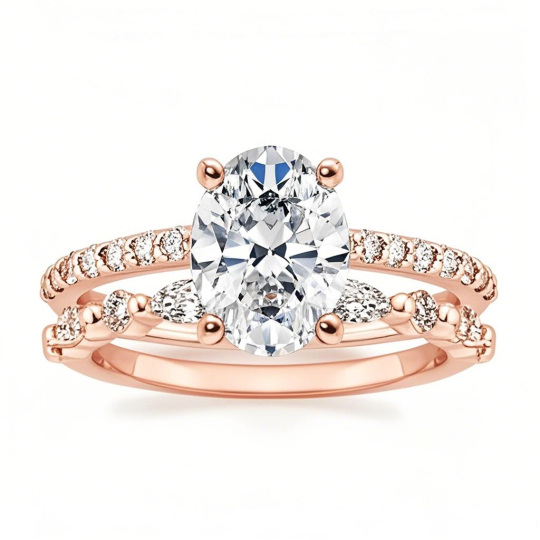 10K Rose Gold 1.5 to 5 CT Oval Moissanite Bridal Set