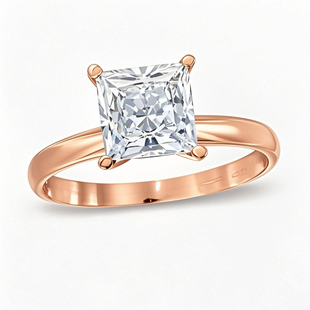 10K Rose Gold 0.5 to 3 CT Princess Cut Lab Created Diamond Engagement Band D Color VVS1 Clarity 3EX IGI Certified-1