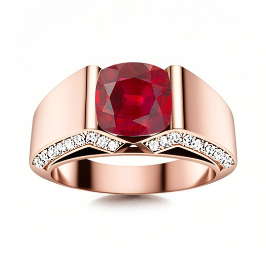 10 Karat Roségold 1,5 bis 5,5 Karat TW Prinzessschliff Rubin Verlobungsring Jubiläumsring für Männer