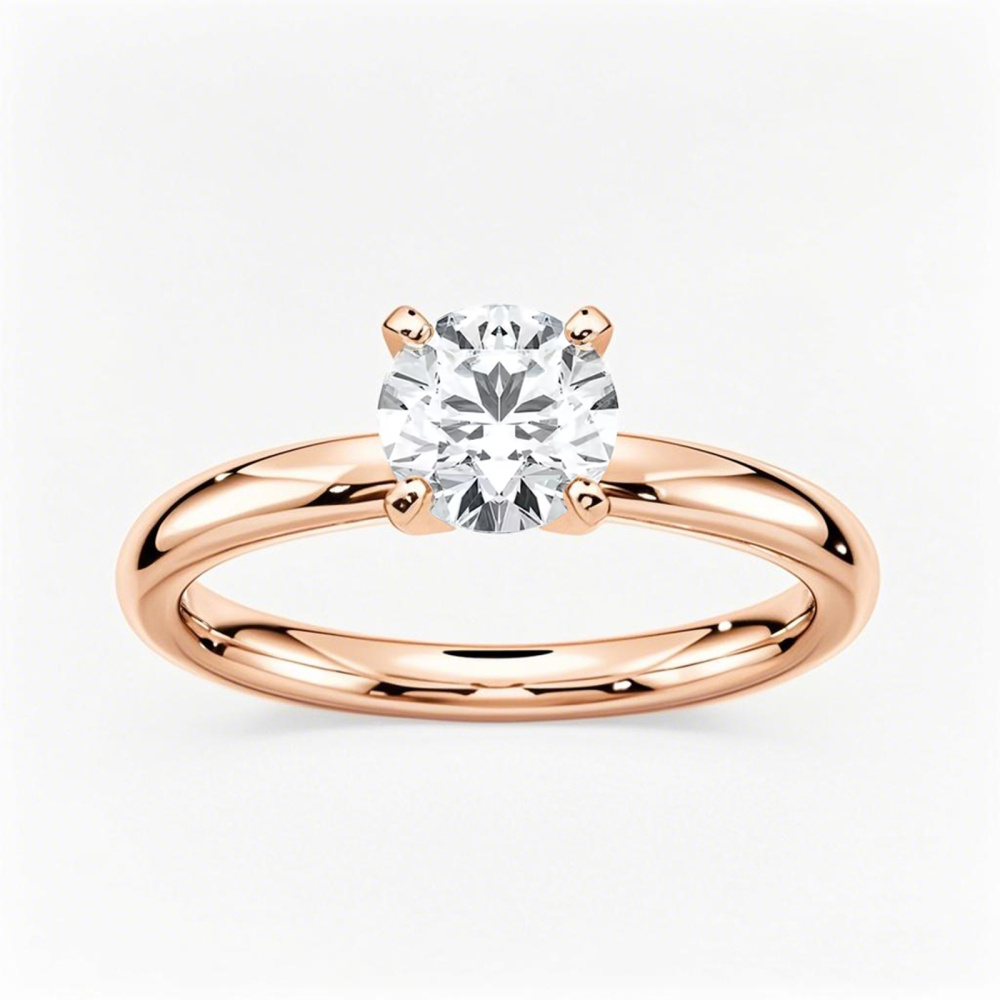 Anel de noivado em ouro rosa 14K com diamantes de corte redondo de 0,5 a 3 CT.T.W., cor D, pureza VVS-VS, certificado IGI 3EX-1
