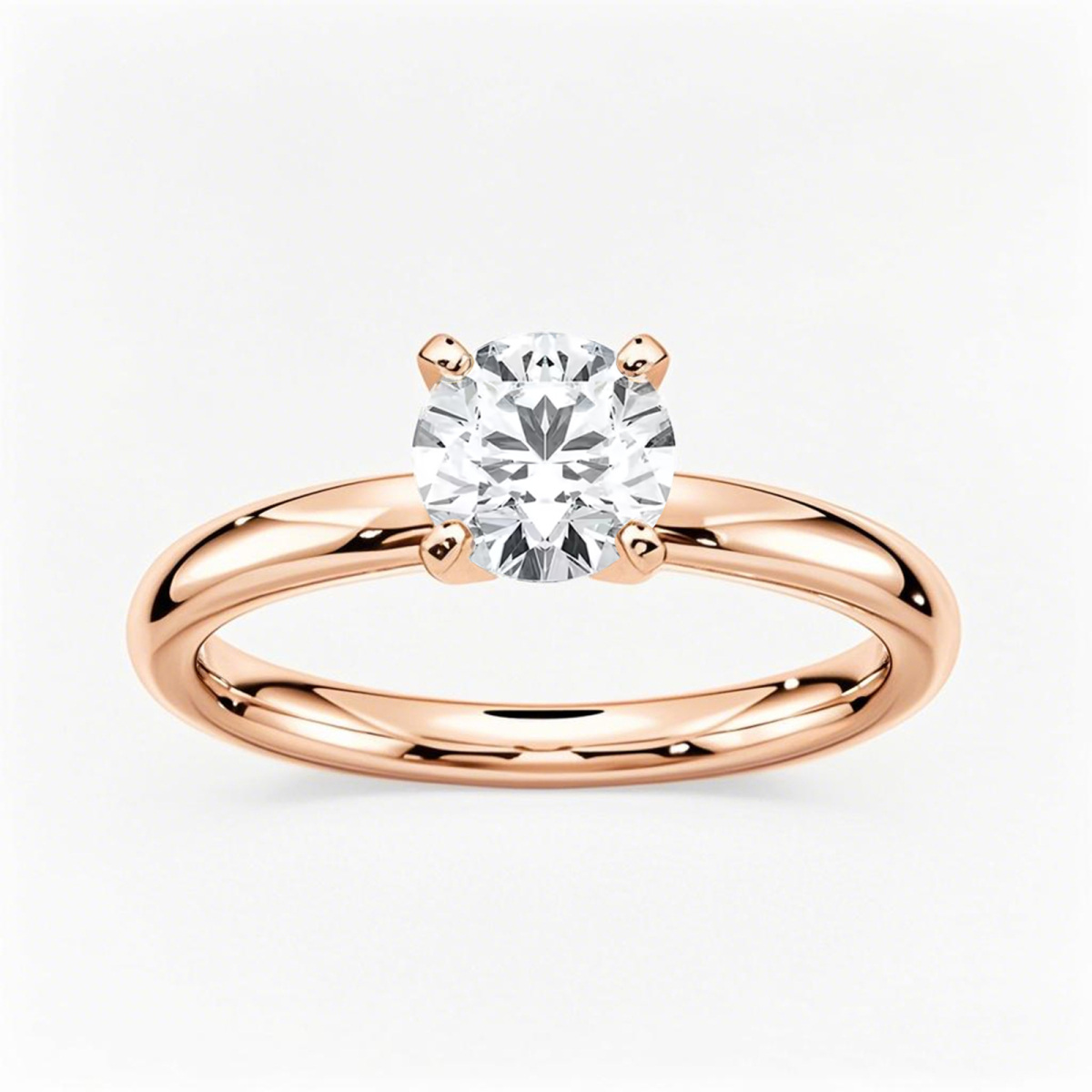 Anillo de compromiso de oro rosa de 14 quilates con diamantes de talla redonda de 0,5 a 3 quilates de peso total, color D, claridad VVS-VS, certificado IGI 3EX.-1
