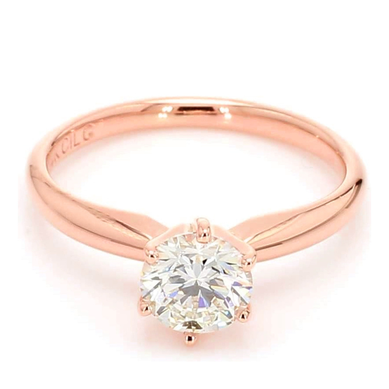 Bague de fiançailles sur mesure en or rose 18 carats, sertie d'un diamant rond de laboratoire de 0,5 à 3 carats, couleur D, pureté VVS1, certifié 3EX par l'IGI.-1