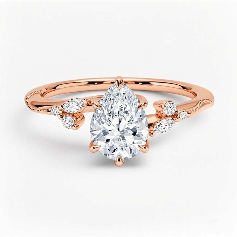 18K Rose Gold 0.6 to 3.1 CT.T.W. Pear Cut Diamond Engagement Band 3EX IGI Certified-1