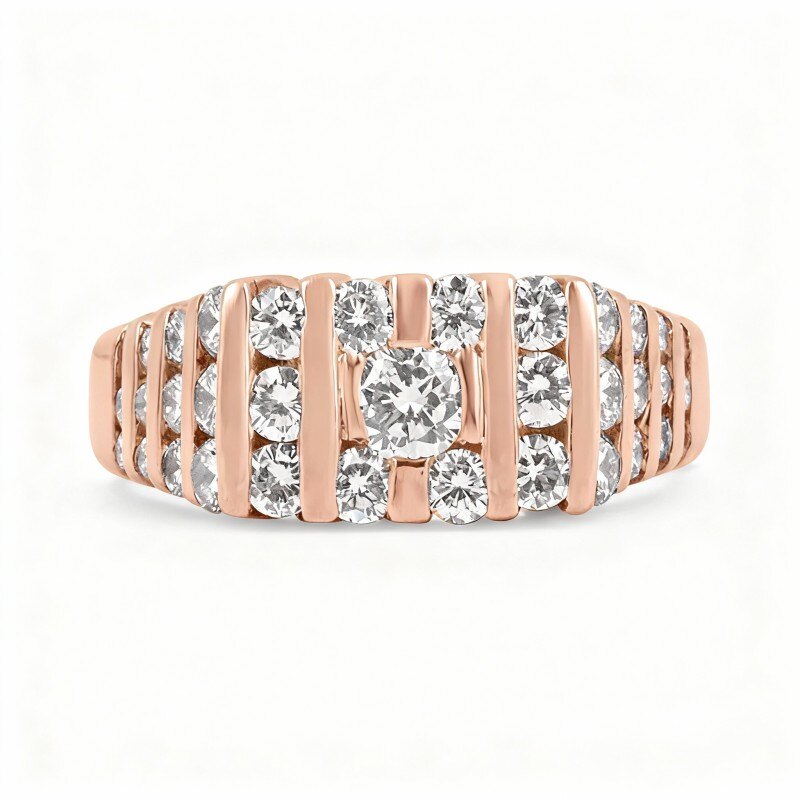 Anillo de boda personalizado en oro rosa de 10 quilates con diamante talla redonda de 1,65 quilates, color H, claridad VVS, pureza 3EX.-1