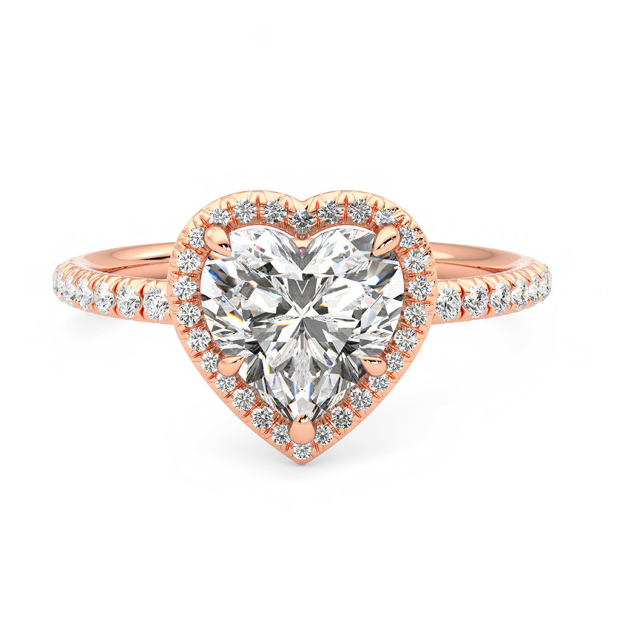 Bague de fiançailles en or rose 14 carats, diamants taille cœur de 0,75 à 3,25 ct, certifiée IGI, certifiée D VVS1-VS1 3EX-1
