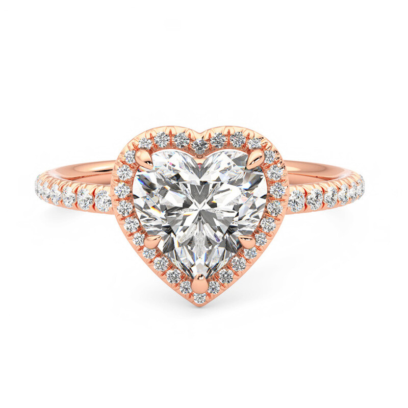 خاتم خطوبة من الذهب الوردي عيار 10 قيراط، وزنه من 0.75 إلى 3.25 قيراط، مرصع بماسة مختبرية مقطوعة على شكل قلب، حاصل على شهادة IGI، D VVS1-VS1 3EX-1