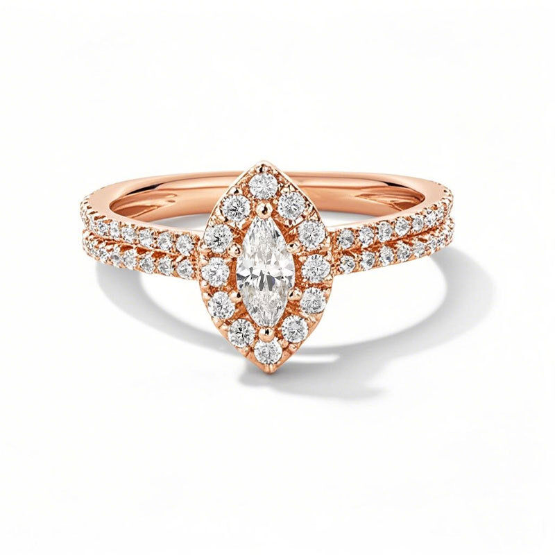 14K Rose Gold 0.75 to 3.25 CT. T.W Marquise Shaped Lab Created Diamond Engagement Ring D VS1-VVS1 Clarity 3EX IGI Certified-1