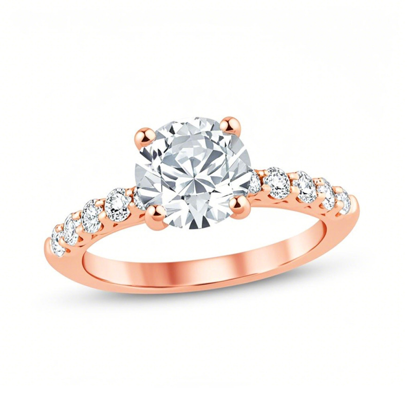 10K Rose Gold 0.75 to 3.25 CT. T.W Round Cut Lab Created Diamond Engagement Ring D VS1-VVS1 Clarity 3EX IGI Certified-1