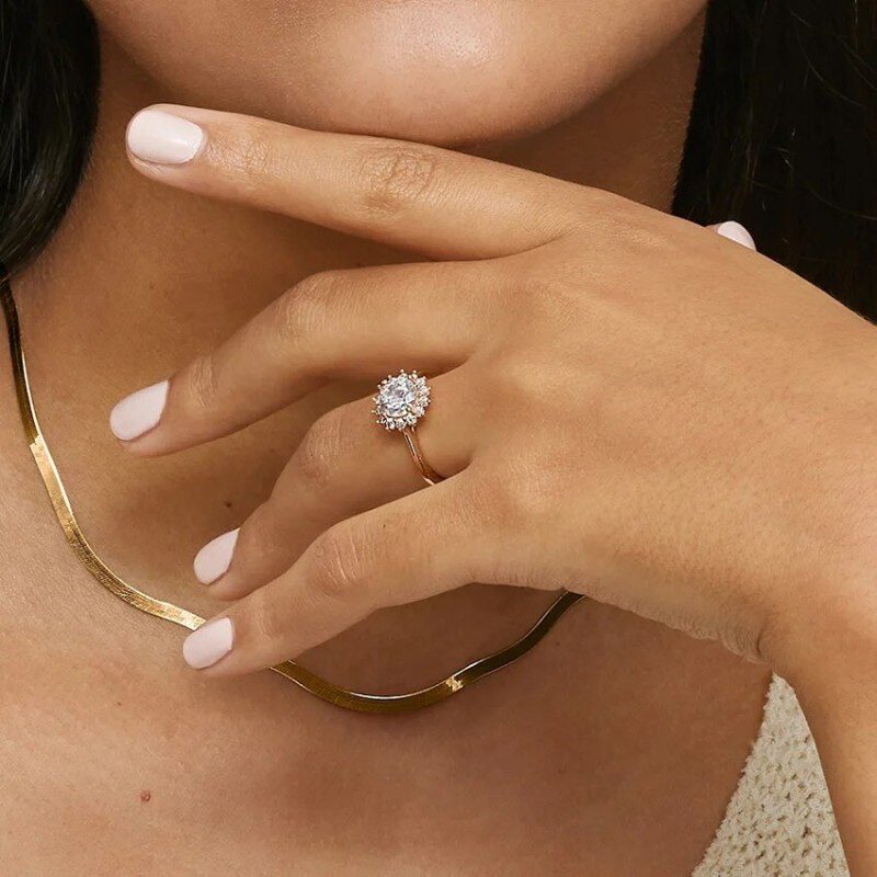 10K Rose Gold 0.75 to 3.25 CT.T.W. Round Cut Lab Created Diamond Halo Engagement Band D VVS-VS IGI Certified-2