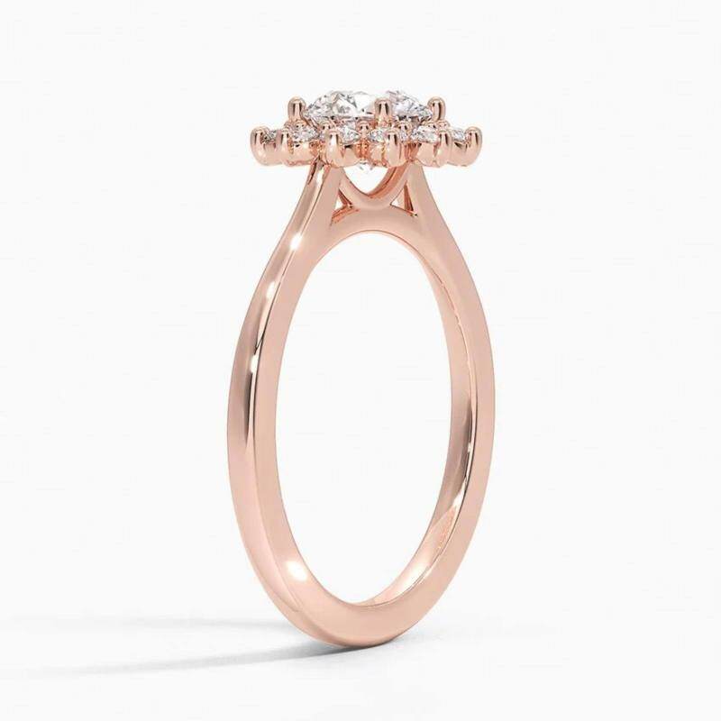 10K Rose Gold 0.75 to 3.25 CT.T.W. Round Cut Lab Created Diamond Halo Engagement Band D VVS-VS IGI Certified-3