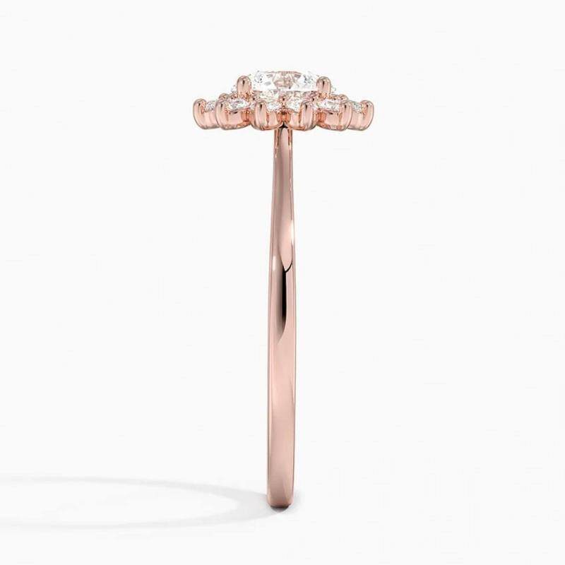 10K Rose Gold 0.75 to 3.25 CT.T.W. Round Cut Lab Created Diamond Halo Engagement Band D VVS-VS IGI Certified-4