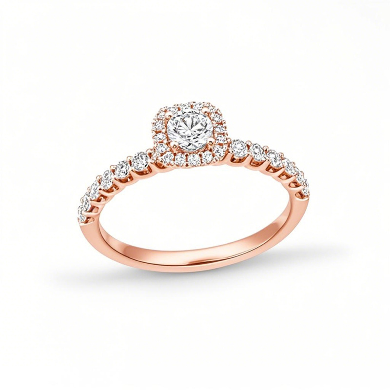 10K Rose Gold 0.75 to 3.25 CT.T.W. Round Lab Created Diamond Custom Engagement Ring VVS1 Clarity 3EX IGI Certified-1