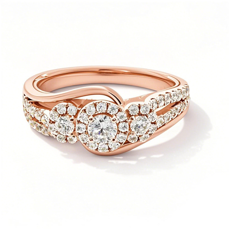 18K roségoud 0,75 tot 3,25ct. T.W. ronde geslepen lab-created diamant verlovingsring D kleur VS1-VVS1 zuiverheid 3EX IGI gecertificeerd-1