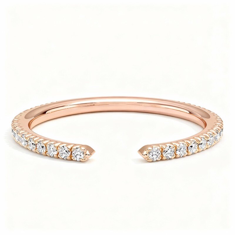 18K Rose Gold 1/8 CT Round Cut Lab Created Diamond Custom Personalized Engraving Wedding Ring F/G Color SI Clarity 3EX-1