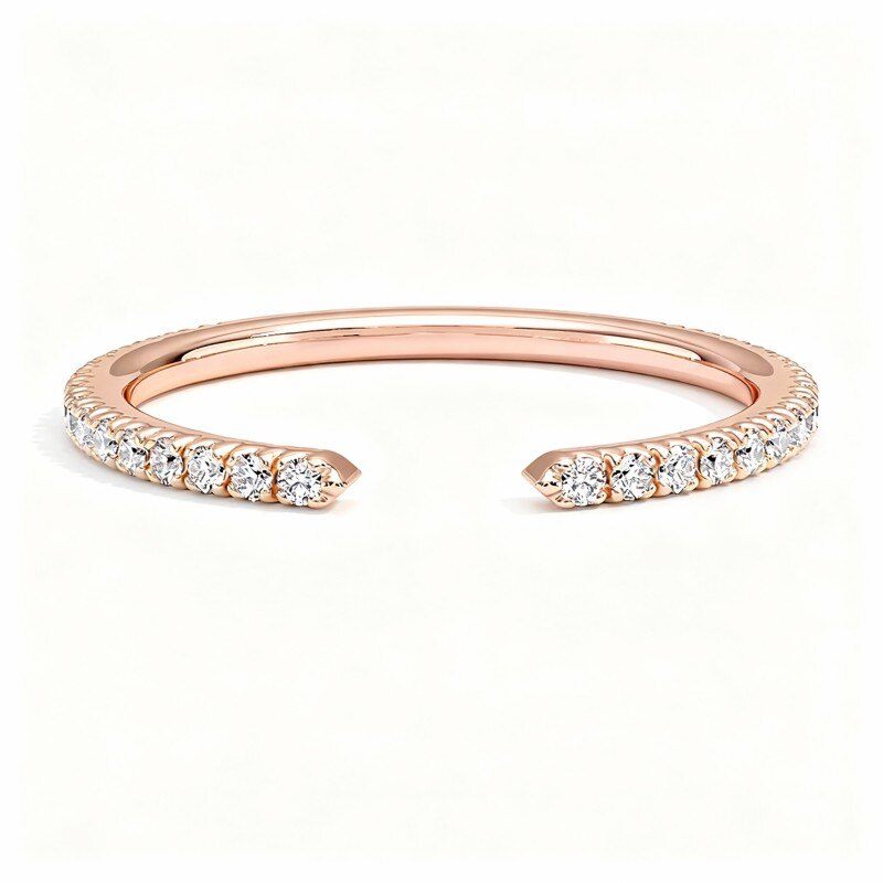 18K Rose Gold 1/8 CT Round Cut Lab Created Diamond Custom Personalized Engraving Wedding Ring F/G Color SI Clarity 3EX-1