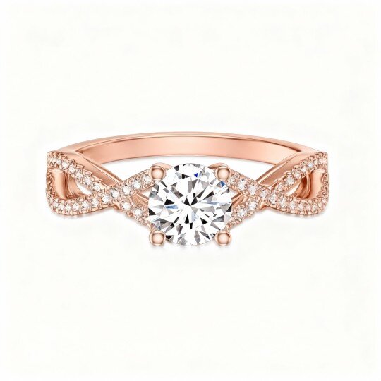 9K Rose Gold 0.8 Round Cut Laboratory Diamonds Custom Wedding Ring