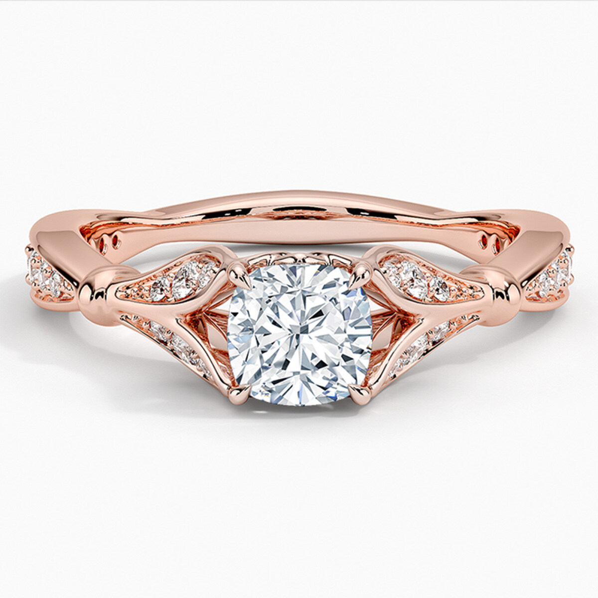 14K Rose Gold 0.8 to 3.3 CT.T.W. Cushion Cut Lab Created Diamond Custom Engagement Band IGI Certified-1