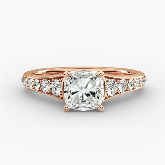 10K Rose Gold 0.83 to 3.33 CT.T.W. Round Cut Diamond Engagement Ring D Color VVS-VS Clarity 3EX IGI Certified