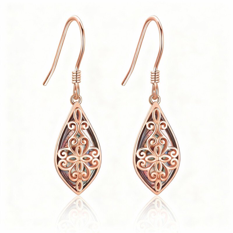 Ohrhänger aus 10-karätigem Roségold mit Abalone-Muschel-Filigranmuster-1