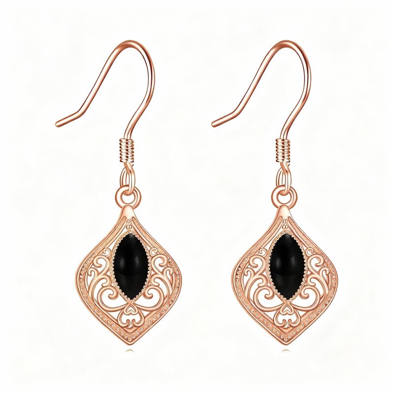 Boucles d'oreilles pendantes en or rose 18 carats et agate-1