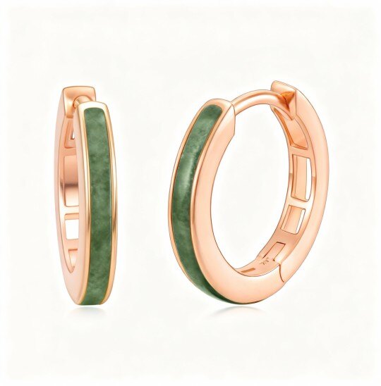 10Kローズゴールドアゲートフープイヤリング