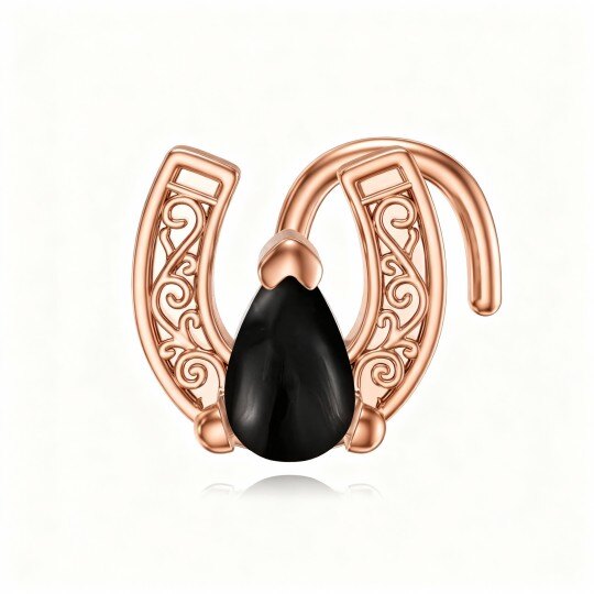 Nasenring aus 10-karätigem Roségold mit Achat und Hufeisenform