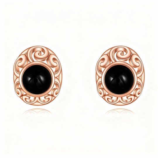 Kolczyki z owalnym agatem z 10-karatowego różowego złota