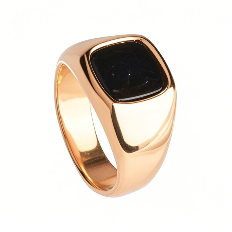 18K Rose Gold Agate Ring for Men-1