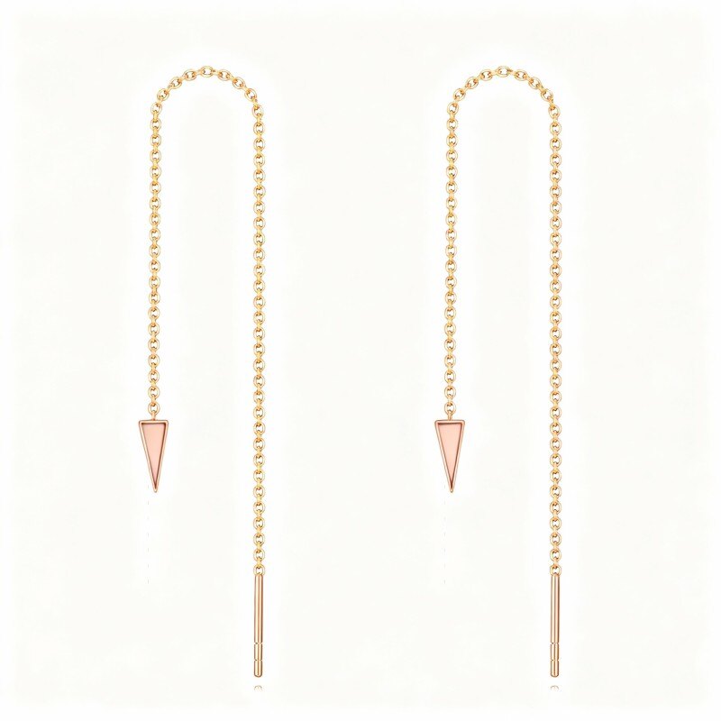 أقراط متدلية من الذهب الوردي عيار 18 قيراطًا من العقيق على شكل مثلث-1