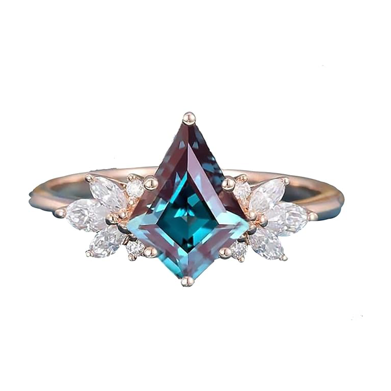 10K Rose Gold Alexandrite With Moissanite Ring-3