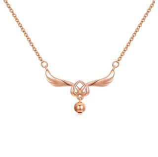 10K Rose Gold Angel Wing & Heart Pendant Necklace-22