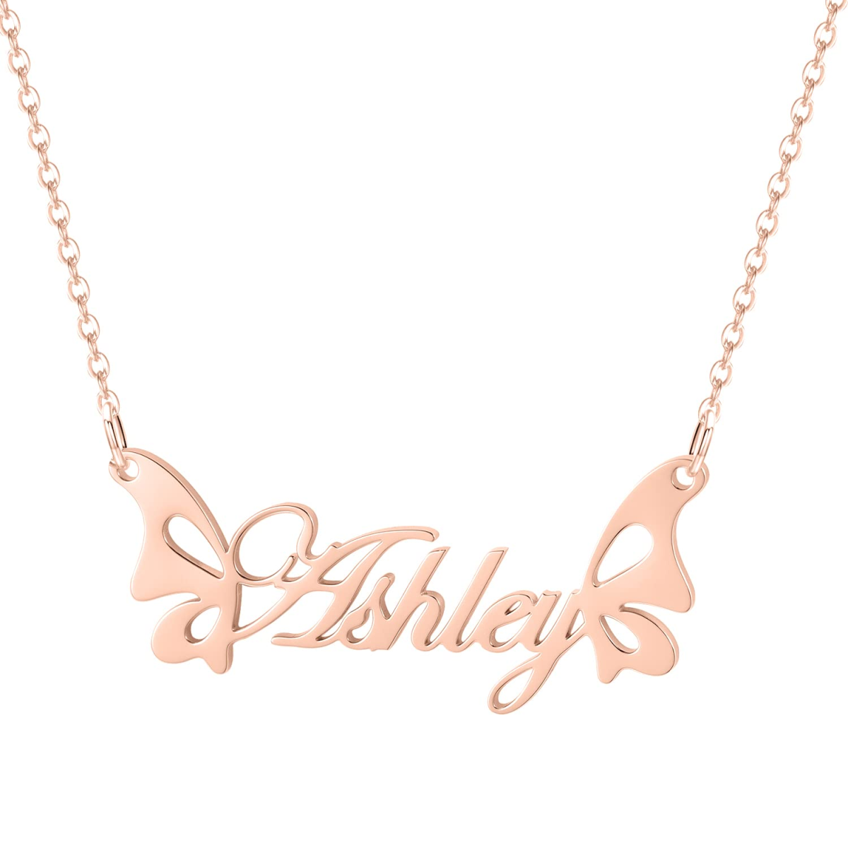 10K Rose Gold Angel Wing Metal Choker Necklace-1