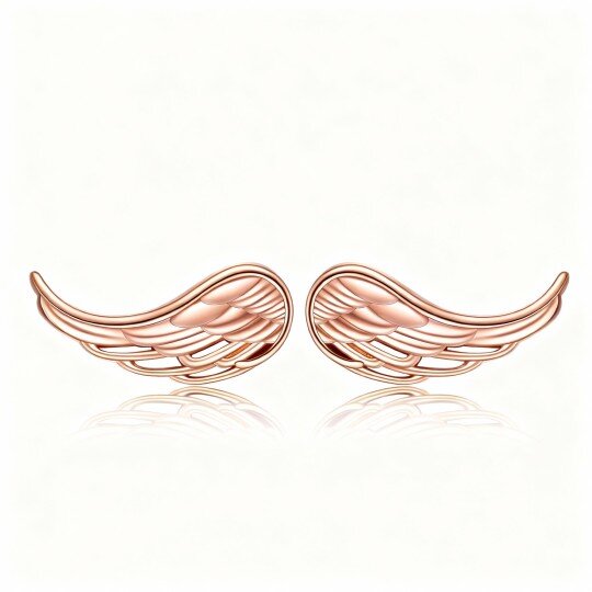 10K Rose Gold Angel Wing Stud Earrings