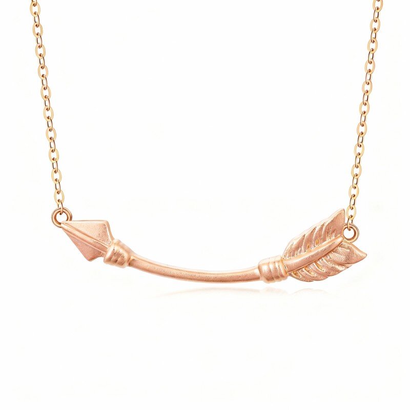 Colar com pendente de flecha em ouro rosa 14K-1