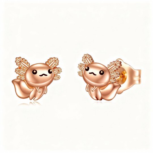 10K Rose Gold Axolotl Stud Earrings