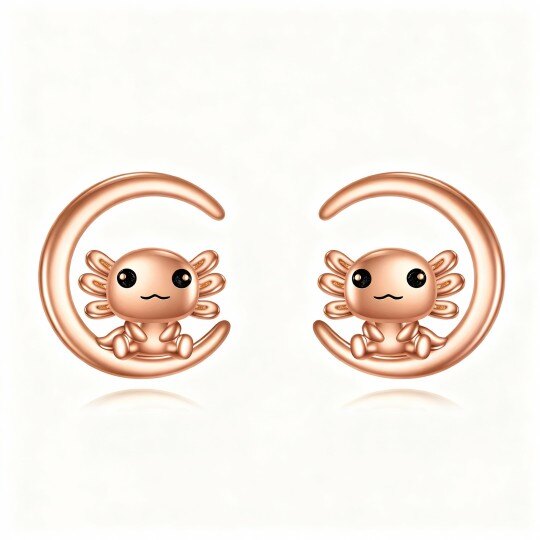 أقراط أذن من الذهب الوردي عيار 10 قيراط مرصعة بحجر السمندل