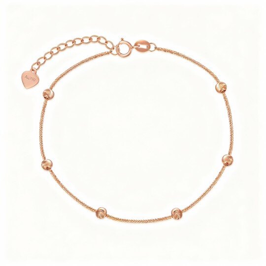10K Rose Gold Ball Bead Station Chain Bracelet
