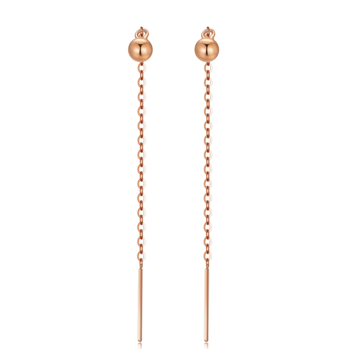 18K Rose Gold Ball Drop Earrings-1