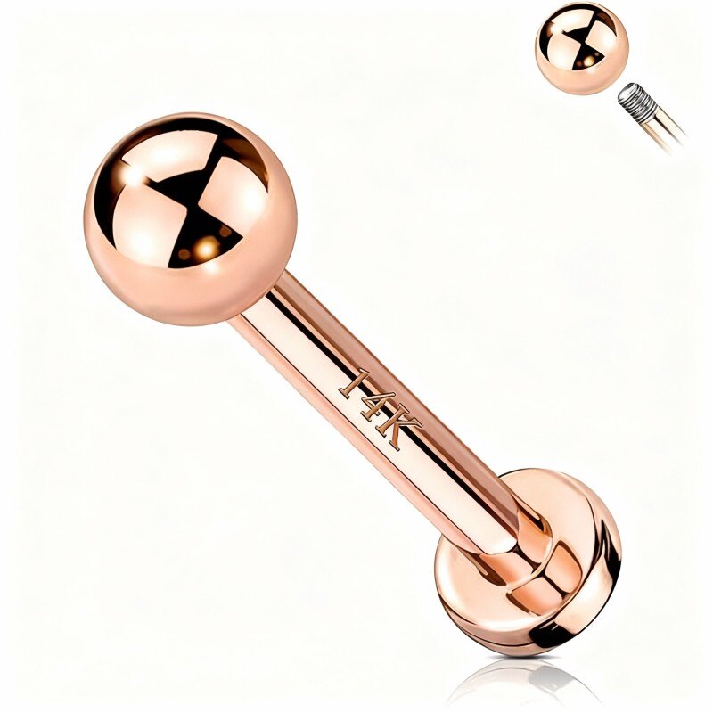 Piercing wargi kulką z 10-karatowego różowego złota-1