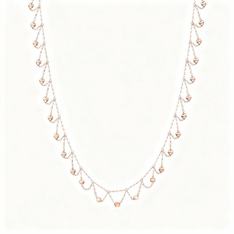 10K Rose Gold Ball Metal Choker Necklace-13