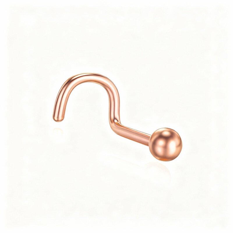 10K Rose Gold Ball Nose Ring-1