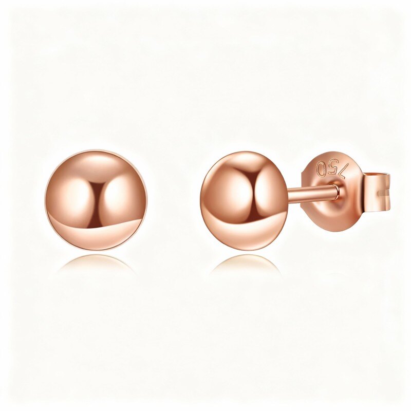 18K Rose Gold Ball Stud Earrings-1