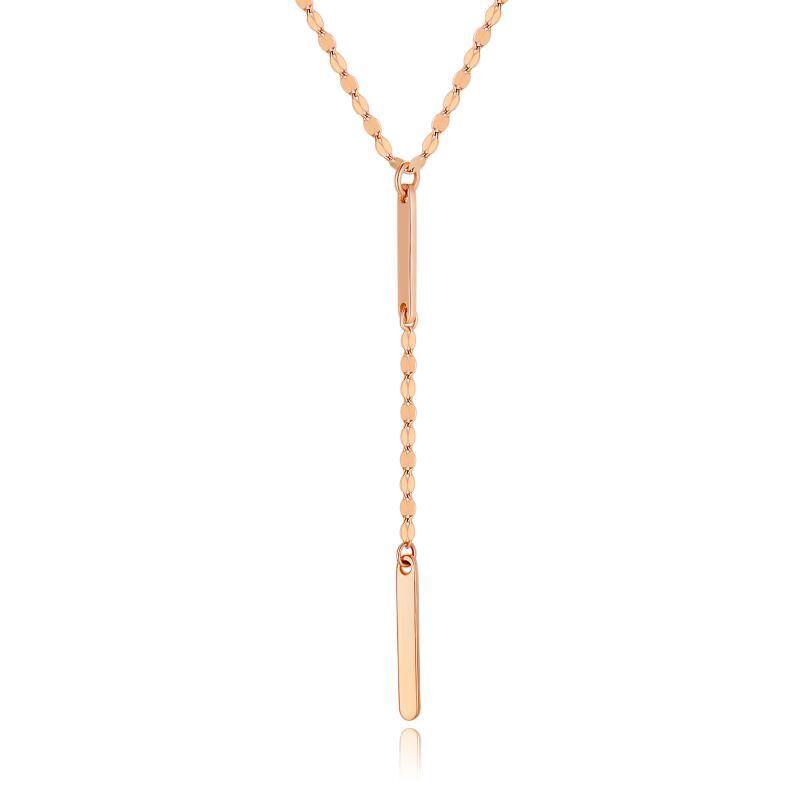 Collier en Y ajustable en or rose 18K-1