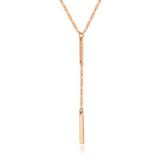 18K Rose Gold Bar Adjustable Y Necklace