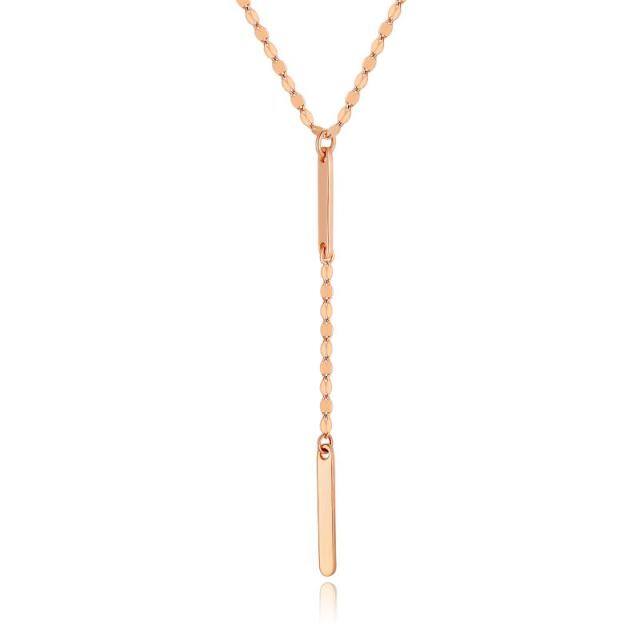 18K Rose Gold Bar Adjustable Y Necklace-1